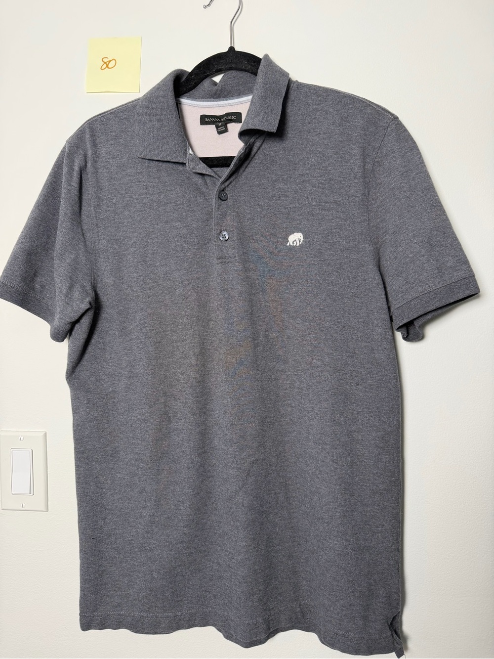 Banana Republic Men’s Charcoal Gray Polo with Elephant Logo